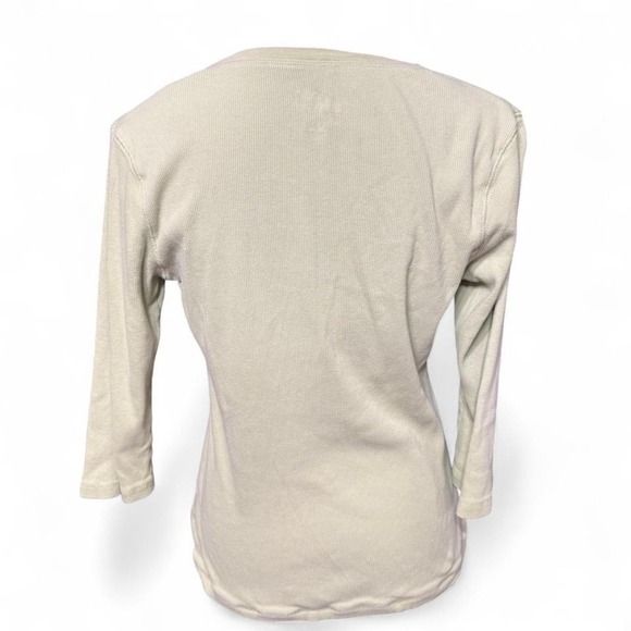 Green Y2K Closet Staple Long Sleeve T Shirt Henley Style And Co Basic Size Large - Picture 3 of 4